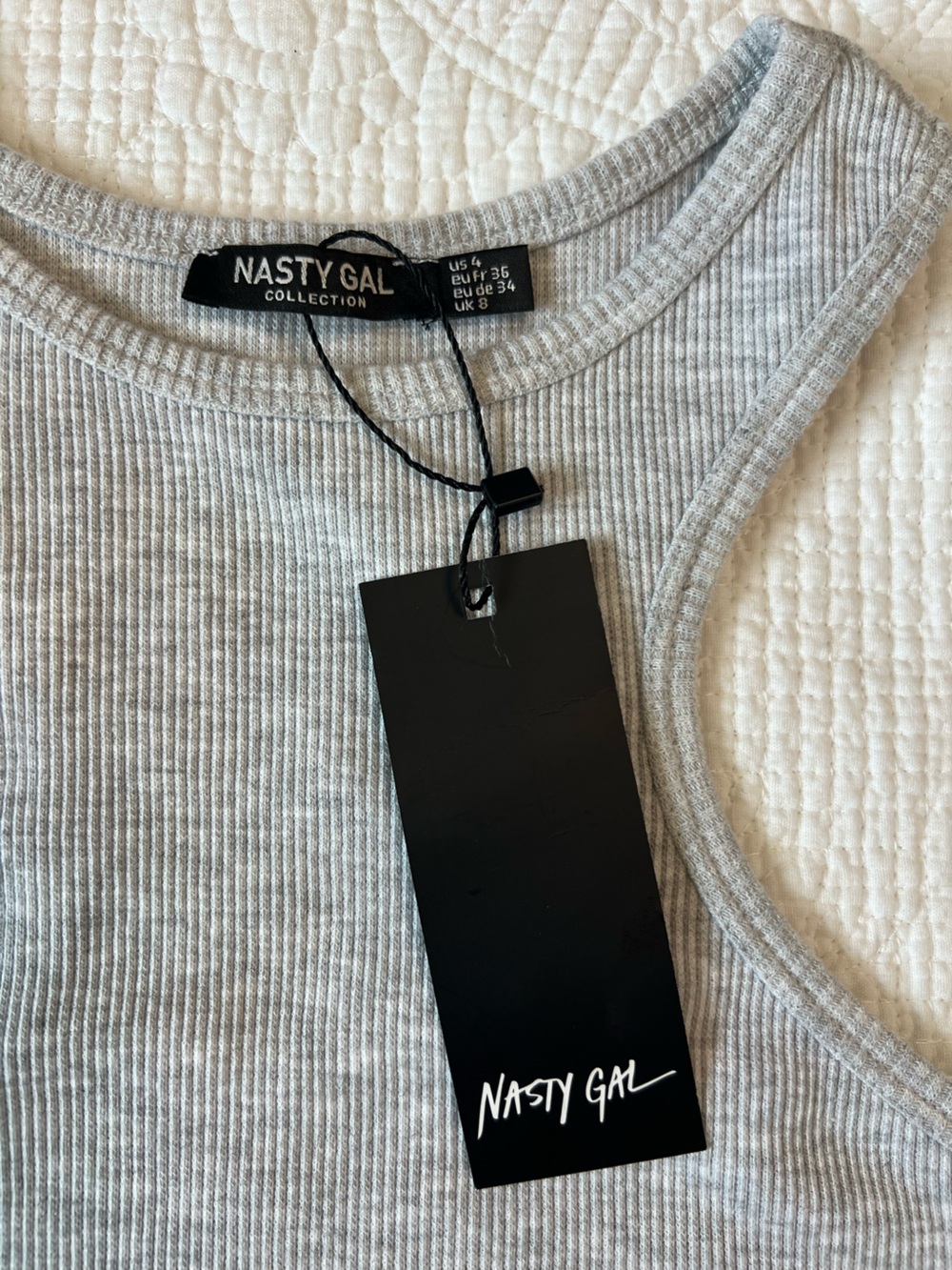 NWT Nasty Gal Ribbed Racer Tank Top - Picture 3 of 8